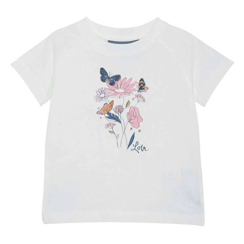 Shirt kurzarm Blumen Druck weiß 74