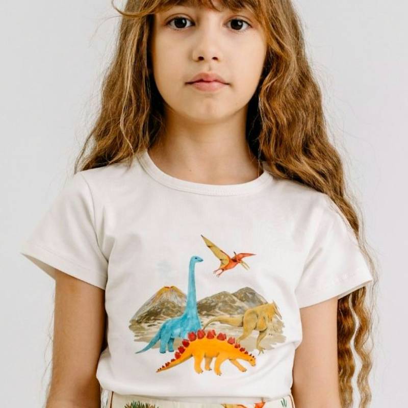Shirt kurzarm Dino Welt weiß 128