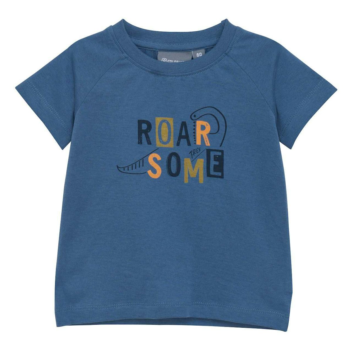 Shirt kurzarm "Roar Some" Aufschrift dunkelblau 74