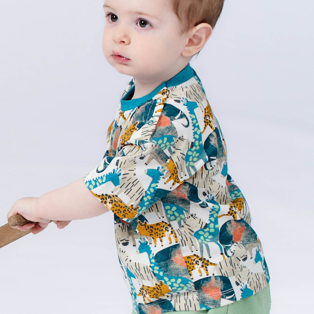 Shirt kurzarm Safari Tiere blau 62/68