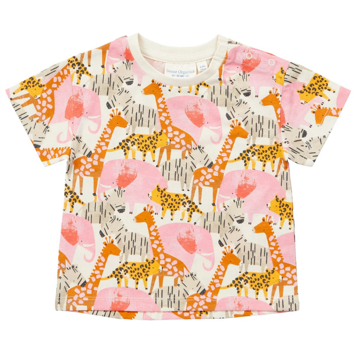 Shirt kurzarm Safari-Tiere rosa 62/68