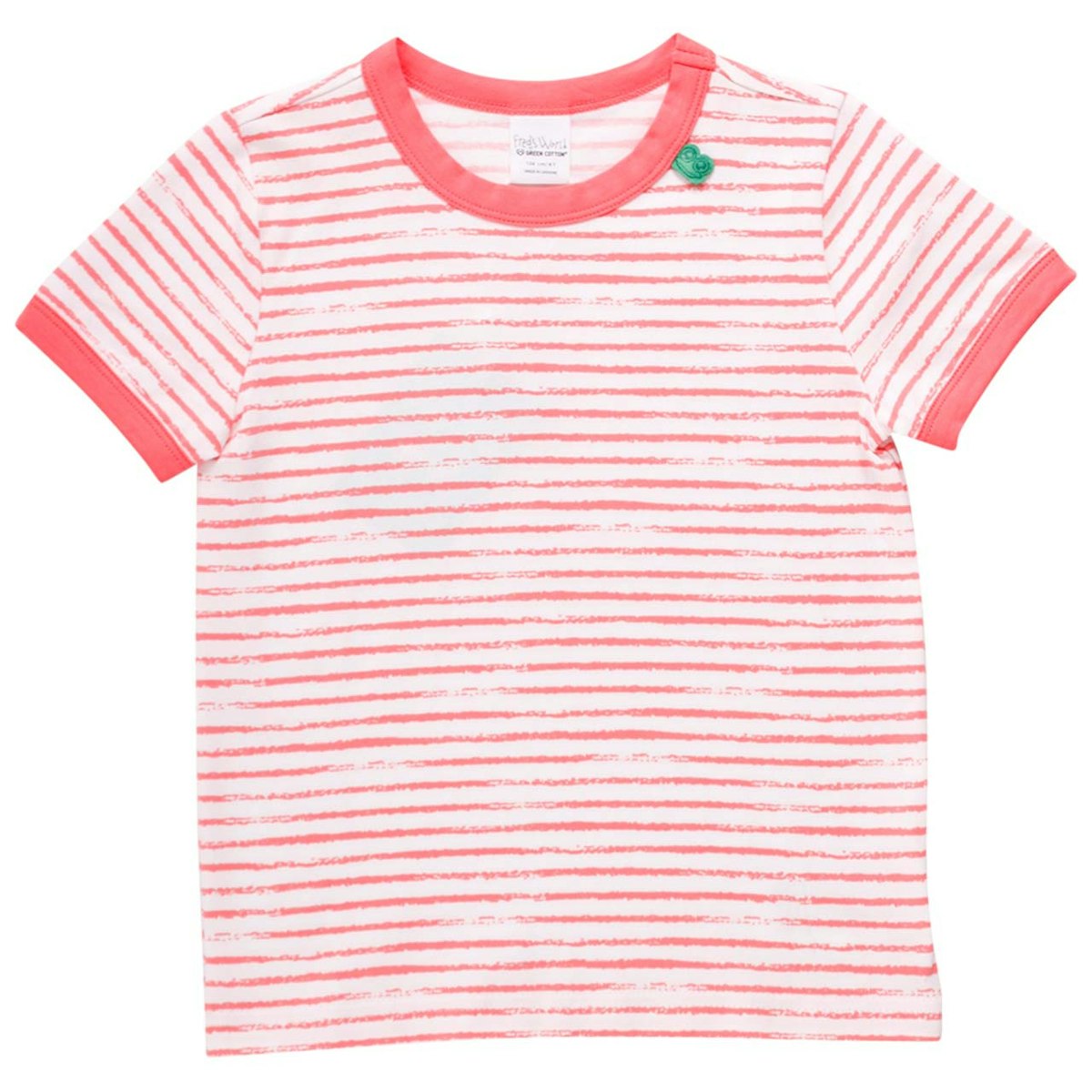 Shirt kurzarm Streifen-Muster koralle 68