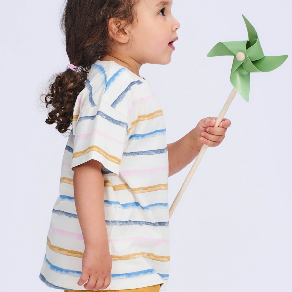 Shirt kurzarm Streifen creme-weiß 128