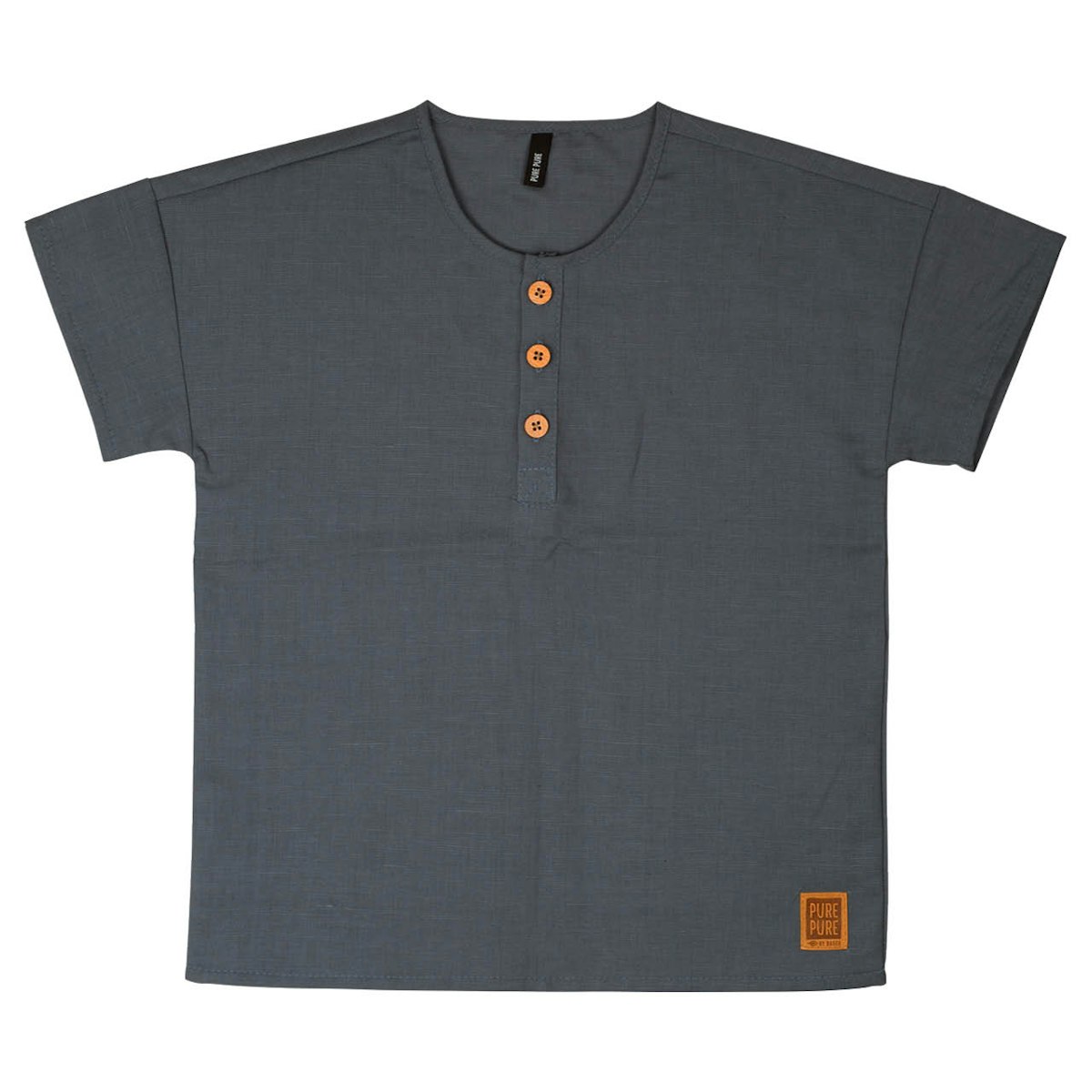 Shirt kurzarm jeans-blau Baumwoll-Leinen Mix 86