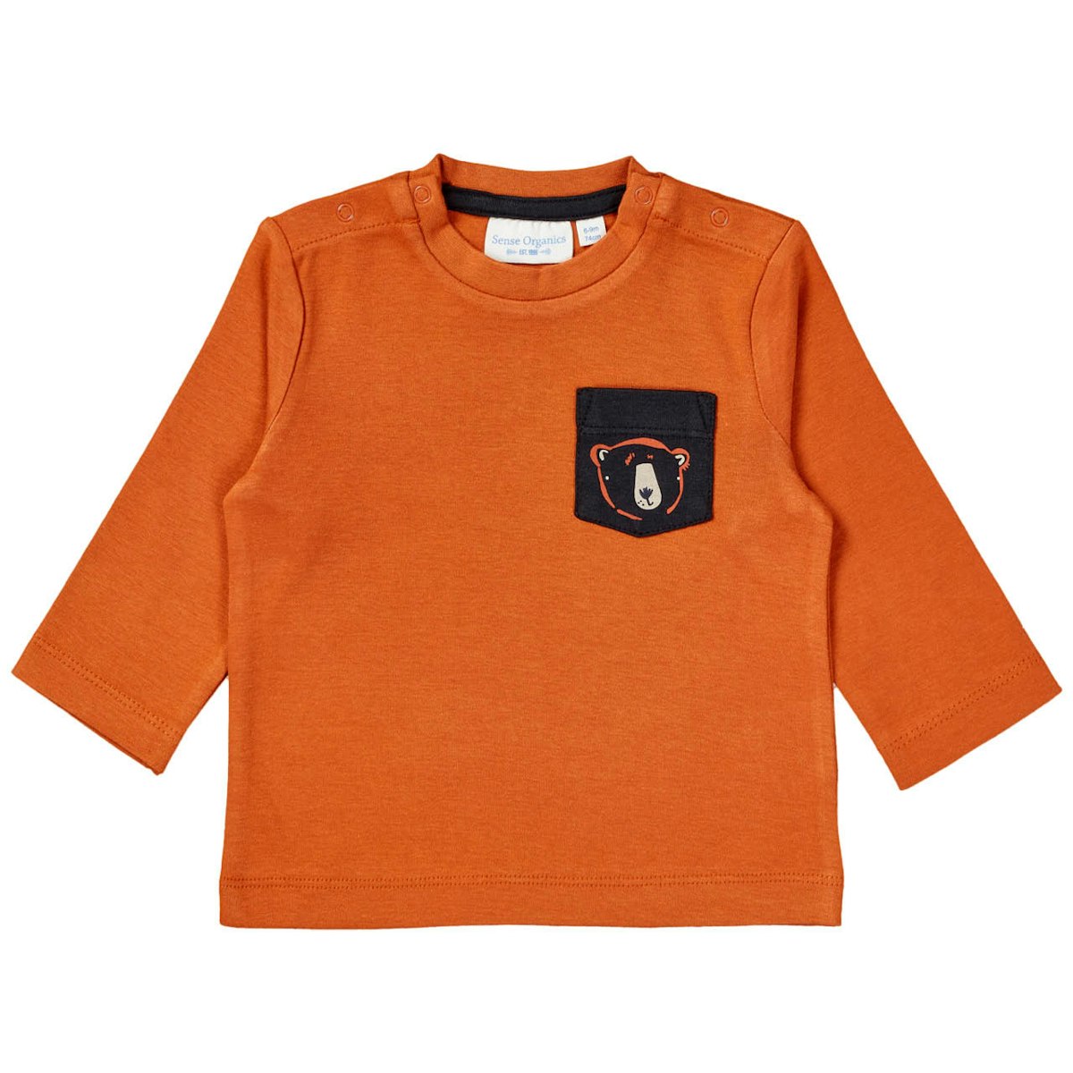 Shirt langarm Bären Brusttasche haselnuss-braun 74