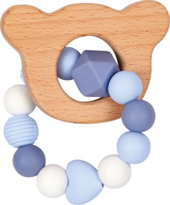 Silikon-Holz-Beißring, hellblau - BabyGlück Silikon-Holz-Beißring, hellblau - BabyGlück