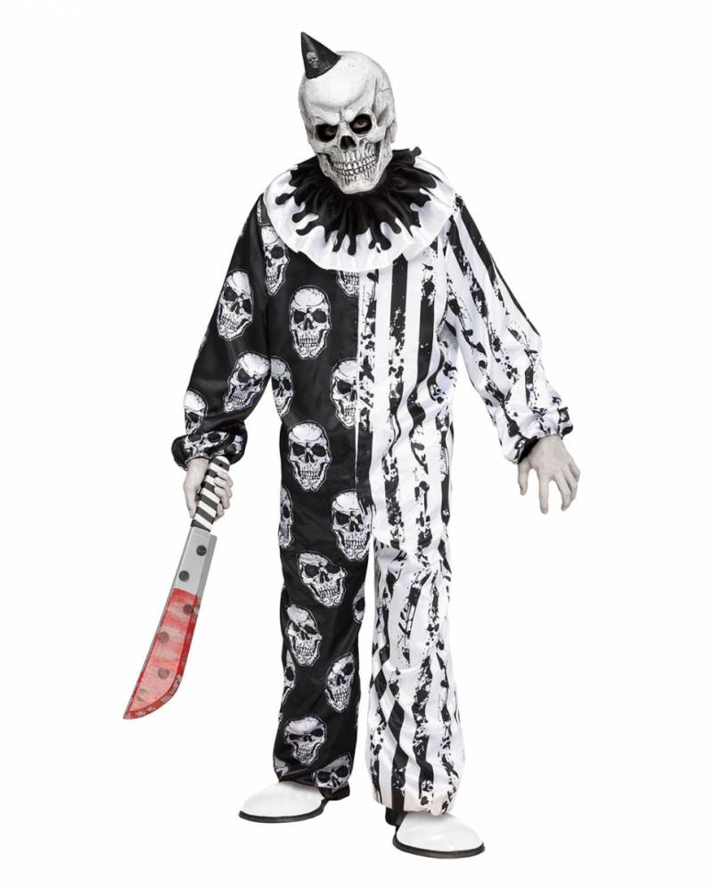 Skelett Horror Clown Kinder Kostüm mit Maske L