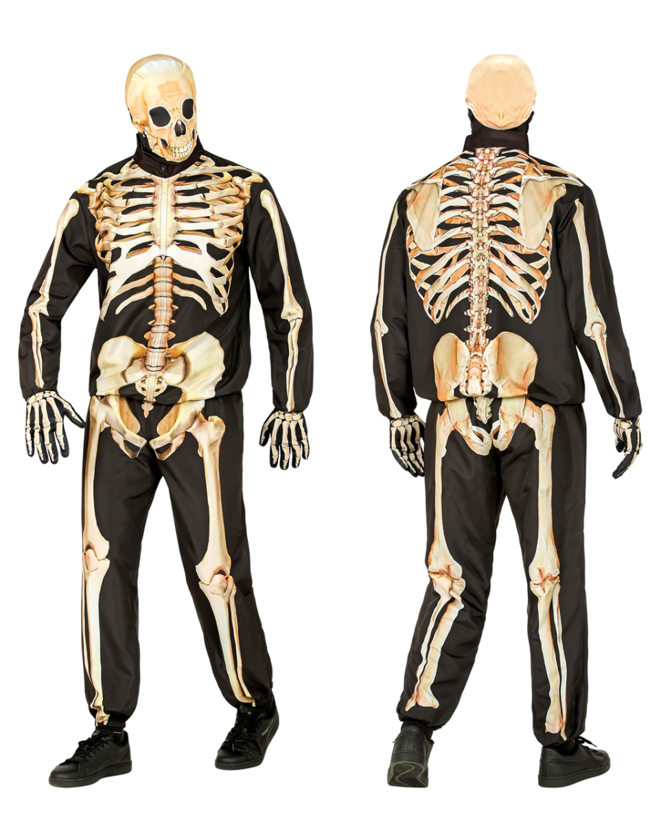 Skelett Sofortkostüm mit Maske & Handschuhe