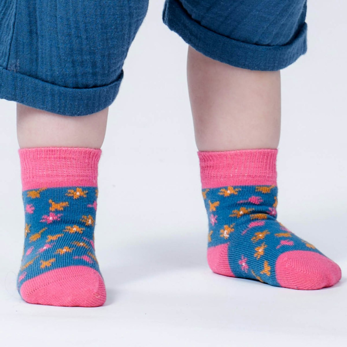 Socken 2er Pack Blumen pink blau 14/17