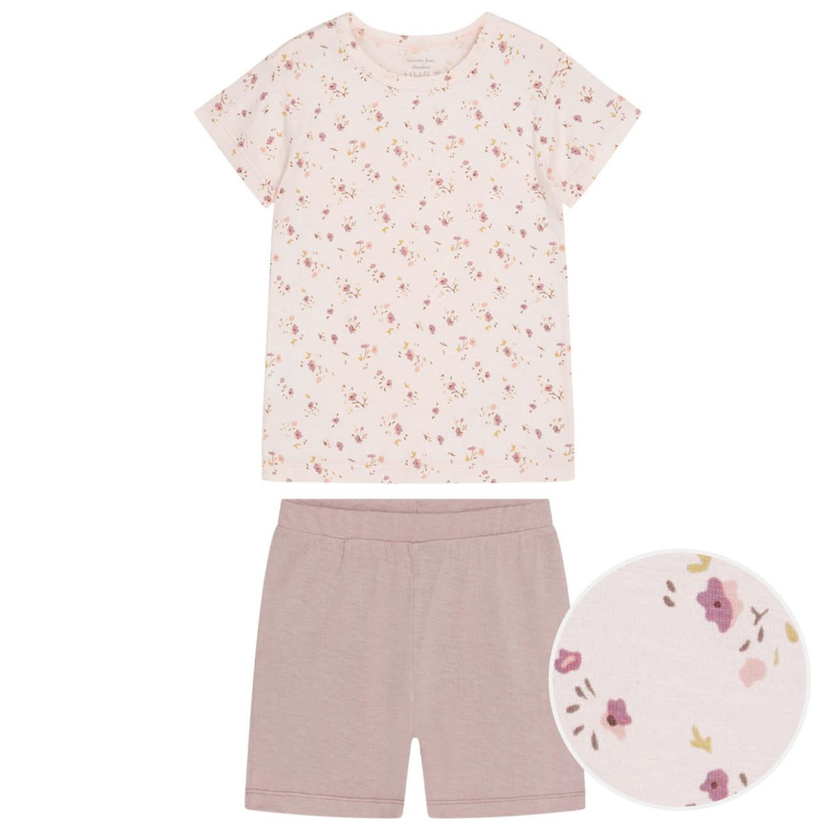 Softer Schlafanzug Bambusviskose kurz Blumen rosa 122