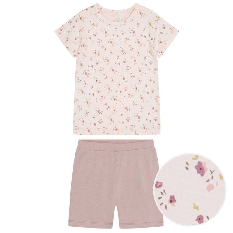 Softer Schlafanzug Bambusviskose kurz Blumen rosa 128