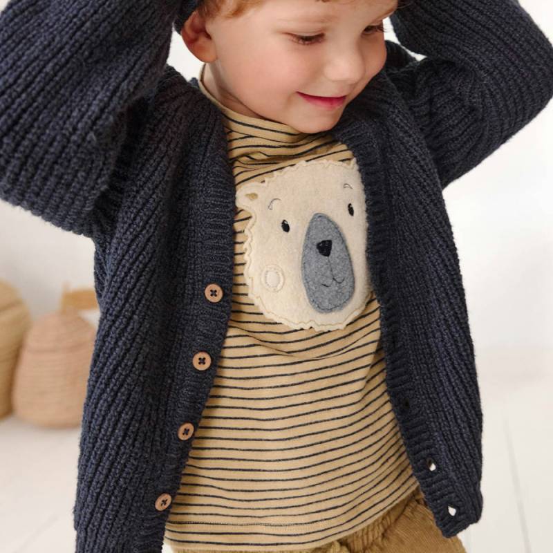 Softes Langarmshirt Bär geringelt 98/104