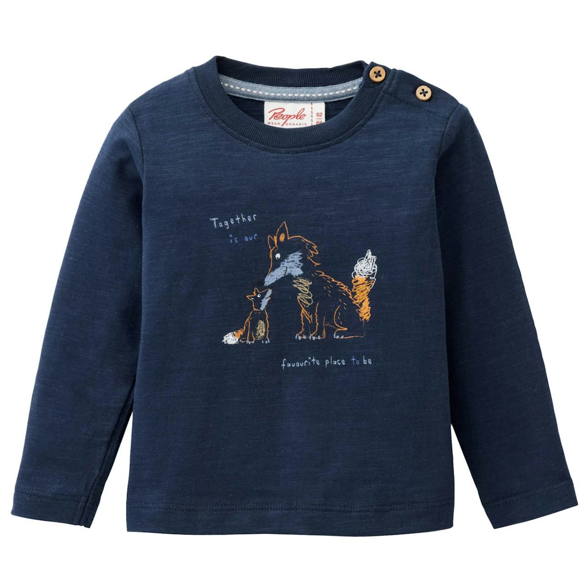 Softes Langarmshirt Fuchs dunkelblau 86/92