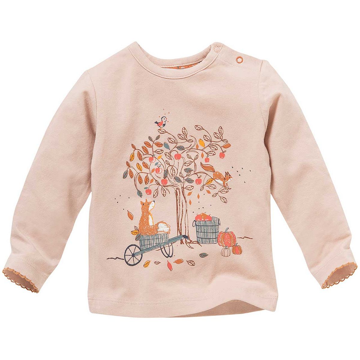 Softes Langarmshirt Herbstgarten blassrosa 74/80