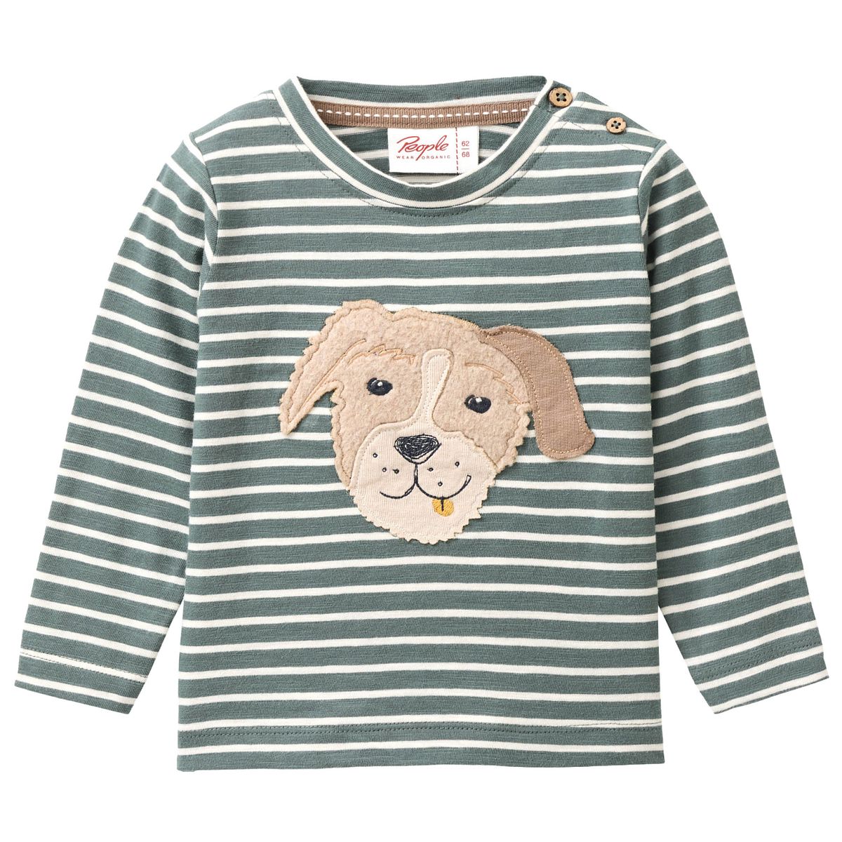 Softes Langarmshirt Hund grün gestreift 74/80
