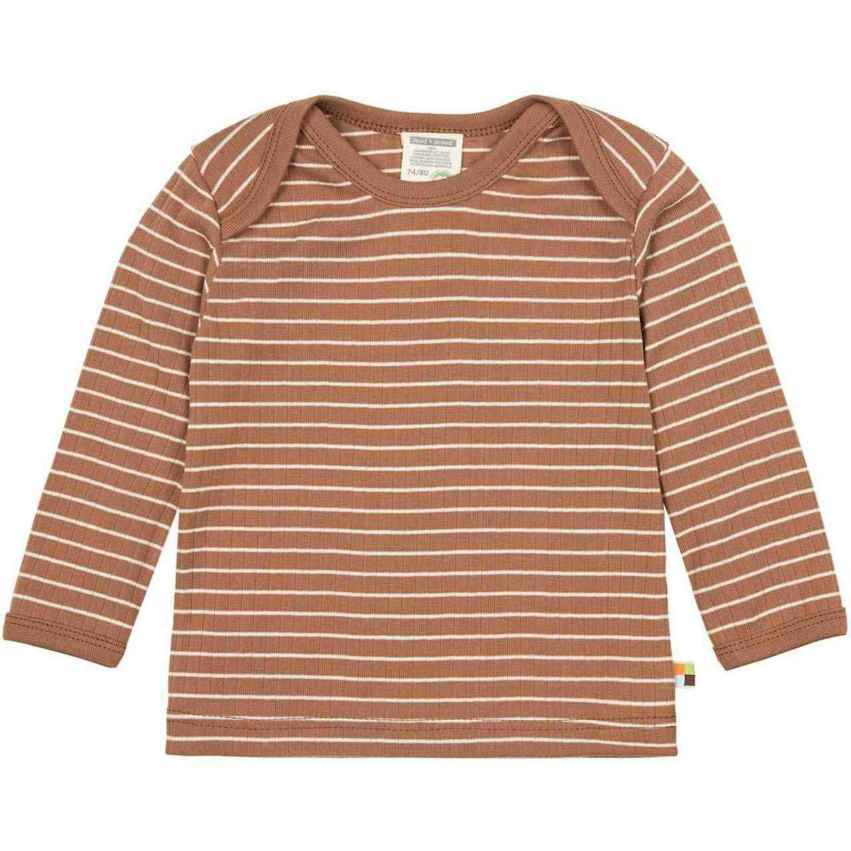Softes Langarmshirt Rippe gestreift nougat 74/80