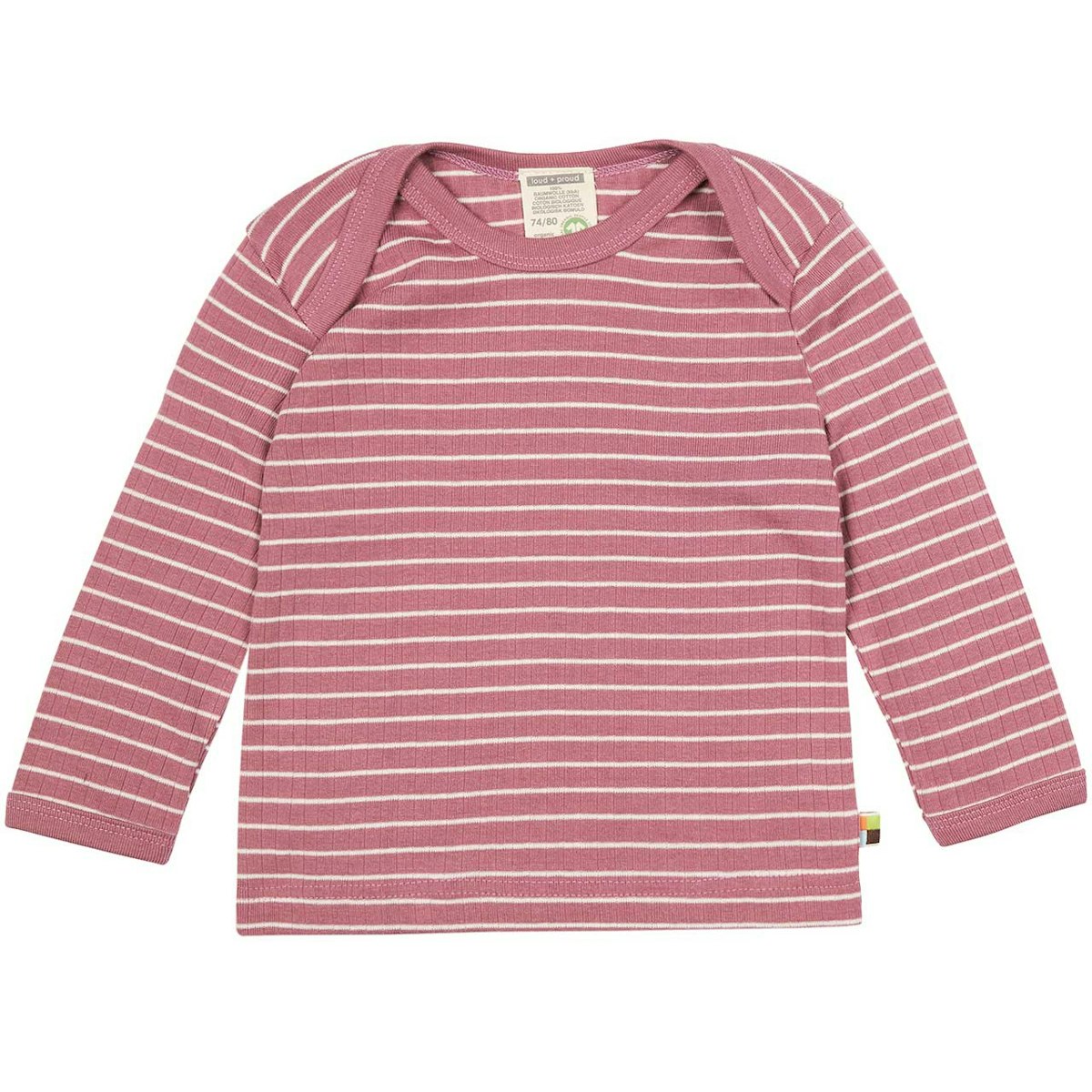 Softes Langarmshirt Rippe gestreift pink 86/92
