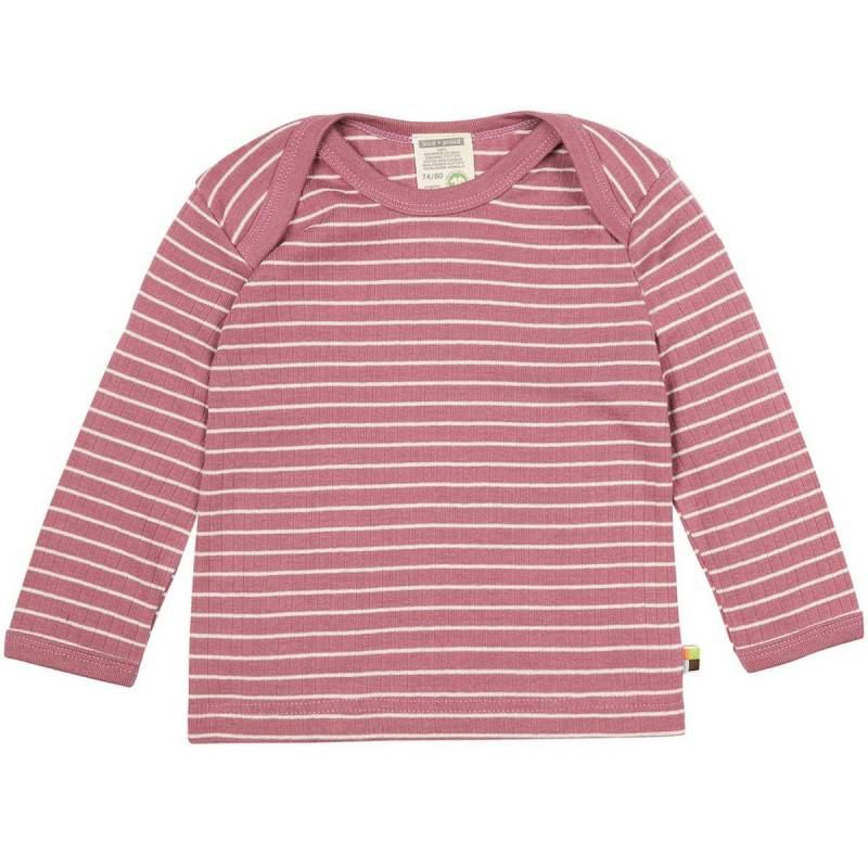 Softes Langarmshirt Rippe gestreift pink 86/92