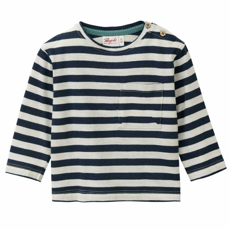 Softes Langarmshirt dunkelblau geringelt 62/68