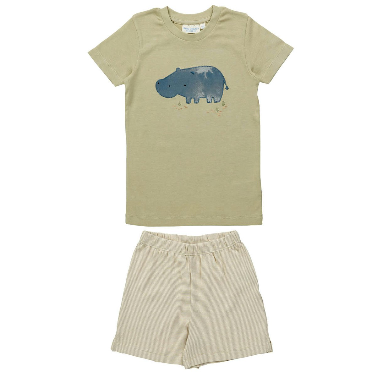 Sommer Kinder Schlafanzug kurz Hippo khaki 128