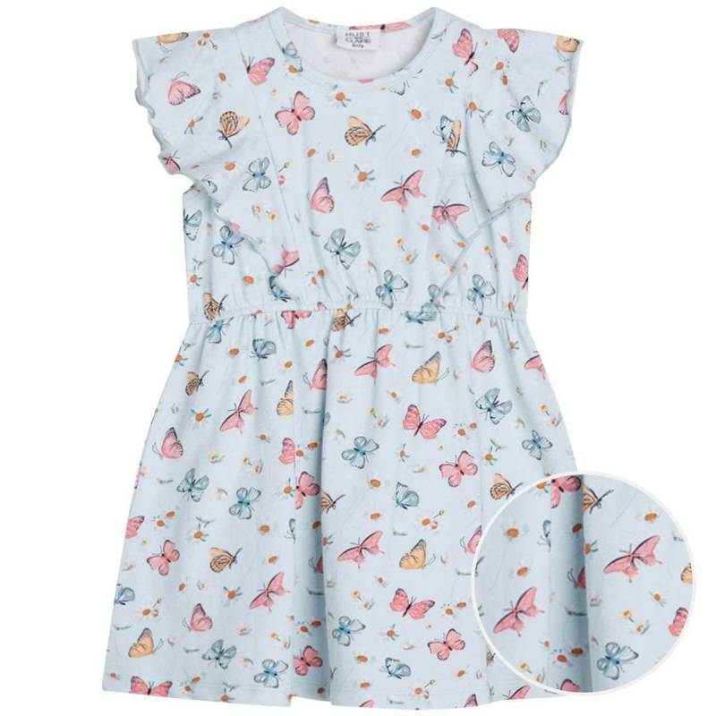 Sommer Kleid Rüschen Schmetterlinge hellblau 86 Sommer Kleid Rüschen Schmetterlinge hellblau 86