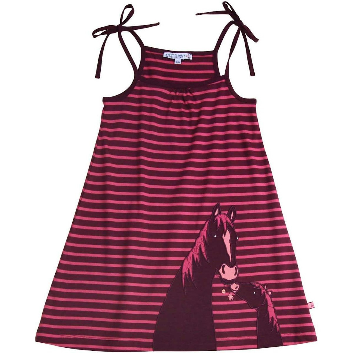 Sommer Kleid ohne Arm Pferdemotive beere 98/104