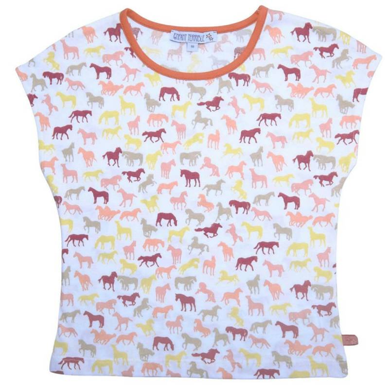 Sommer Shirt Pferde Alloverdruck rosa 104