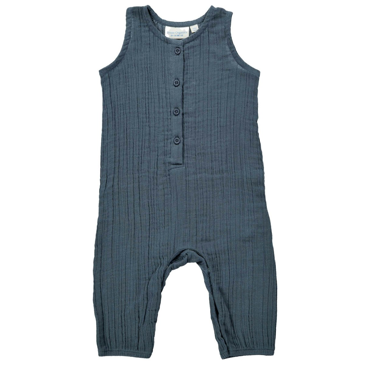 Sommer Strampler Musselin blaugrau 74/80