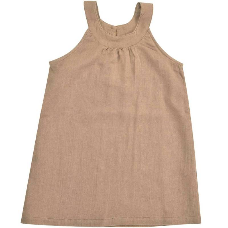 Sommerkleid Musselin haselnuss-braun ohne Arm 116