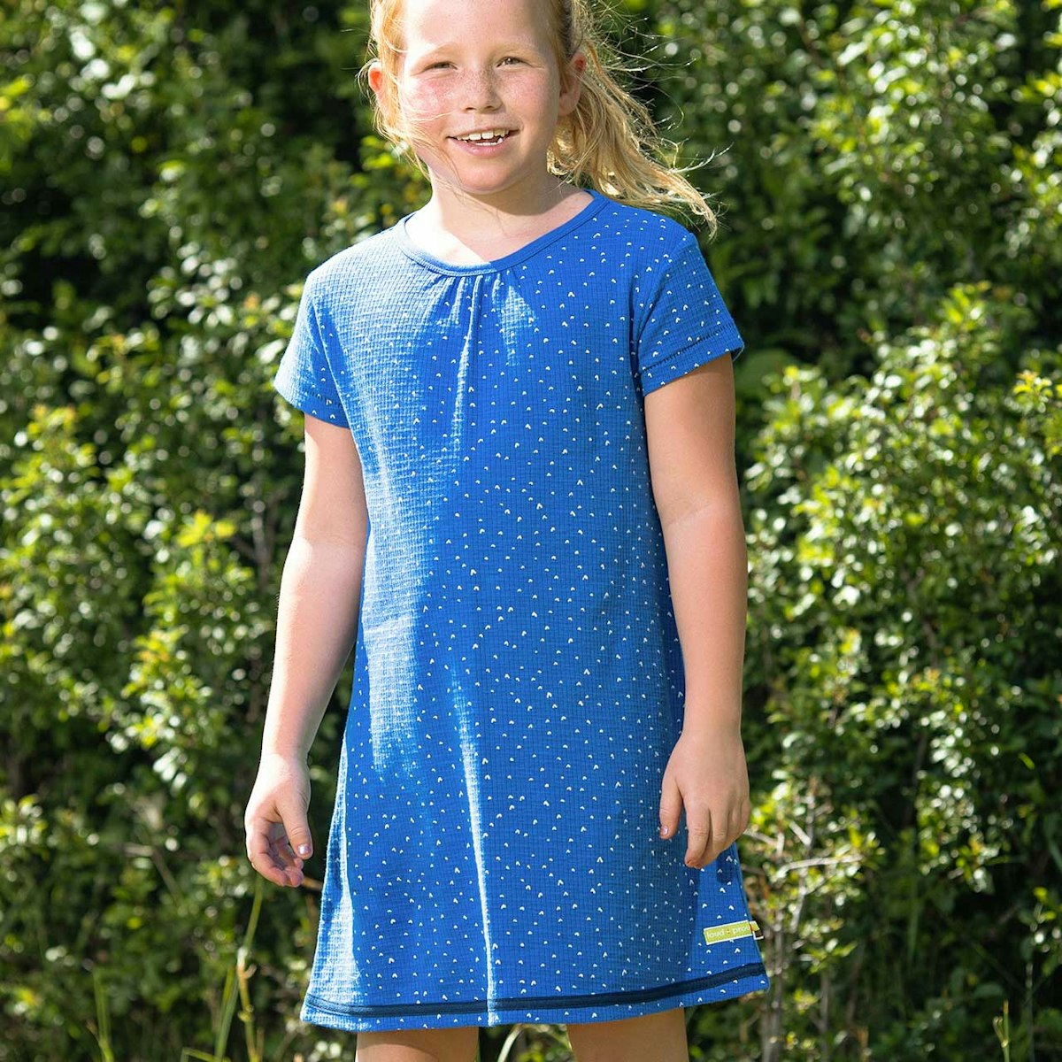 Sommerkleid Waffelstruktur Herzchen blau 74/80