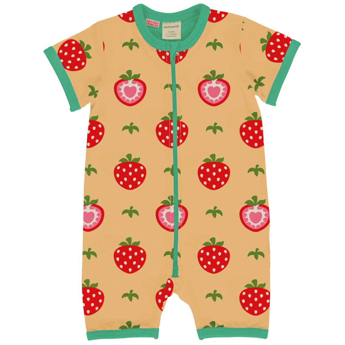 Sommerlicher Beachbody Erdbeeren beige 50/56
