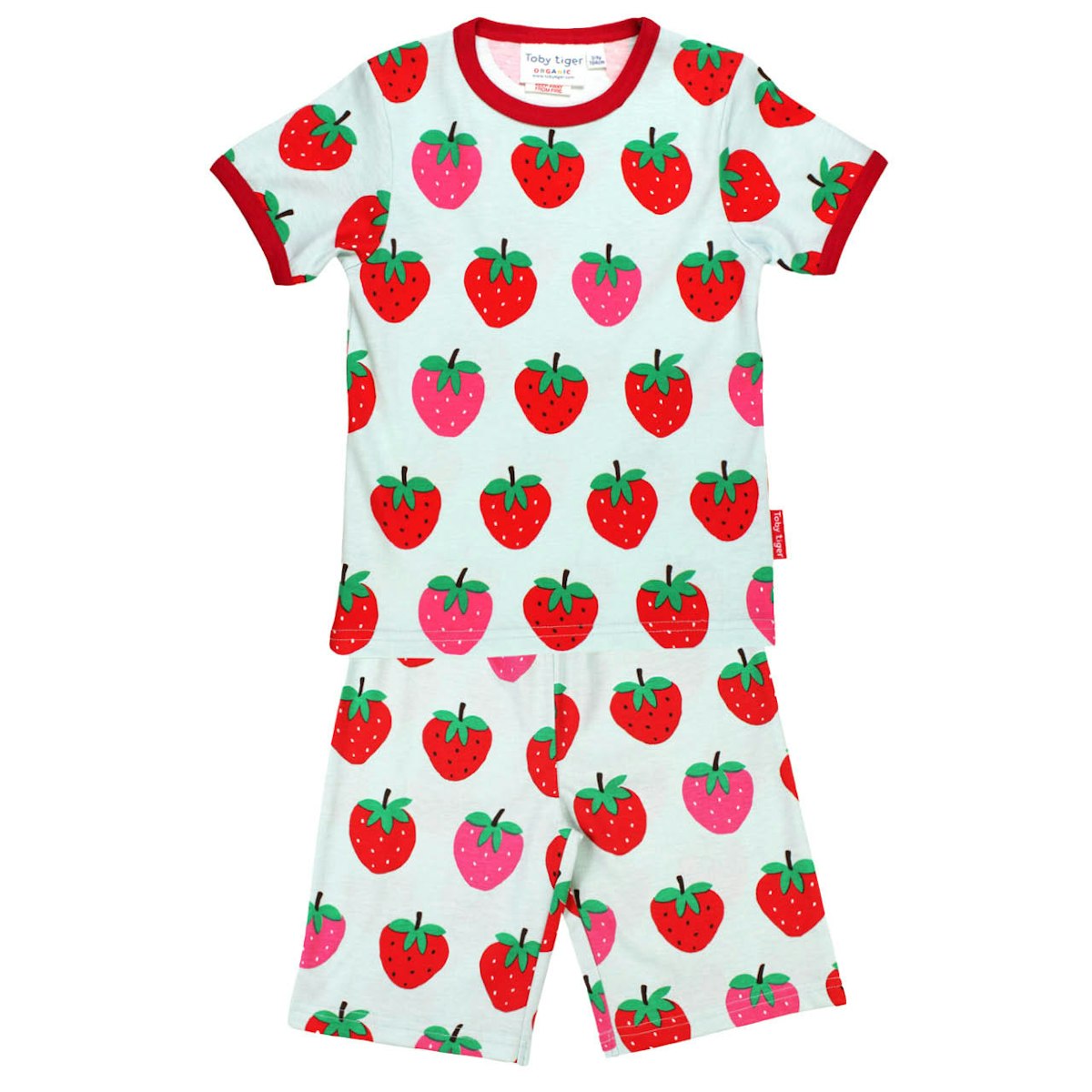 Sommerlicher Schlafanzug Erdbeeren hellblau 98