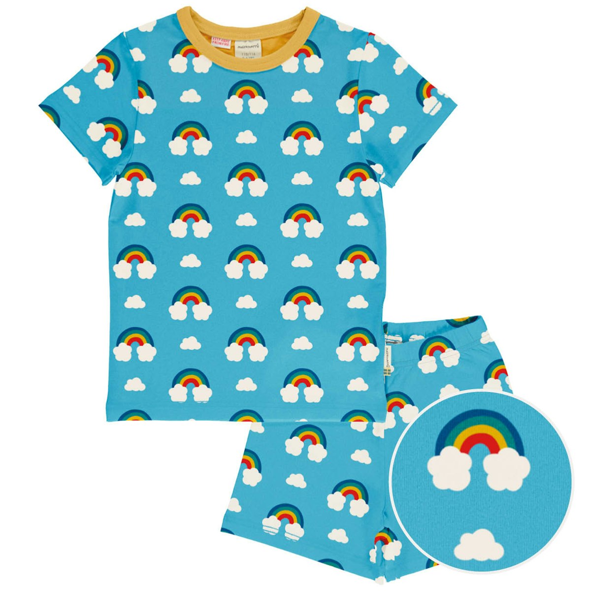 Sommerlicher Schlafanzug Regenbogen hellblau 86/92