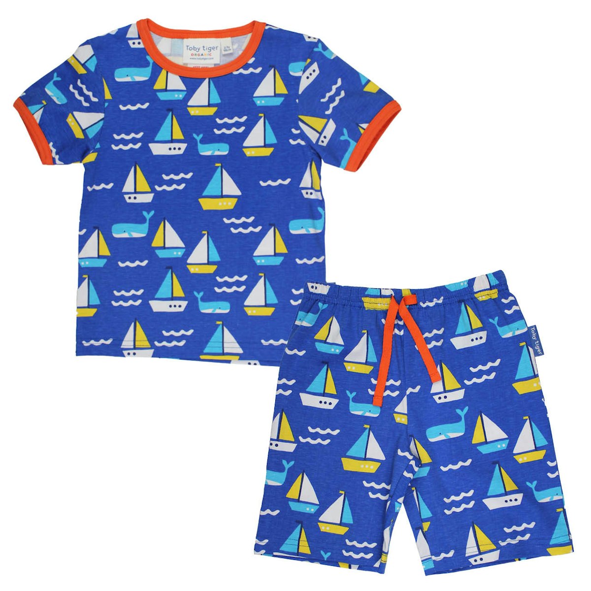 Sommerlicher Schlafanzug Segelschiffe blau 116