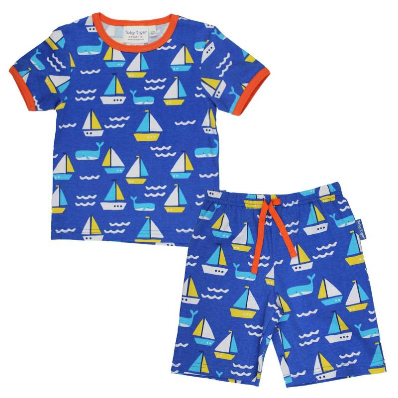 Sommerlicher Schlafanzug Segelschiffe blau 116