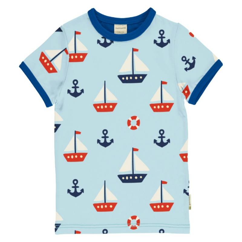 Sommerliches Kurzarmshirt Segelboot hellblau 134/140 Sommerliches Kurzarmshirt Segelboot hellblau 134/140