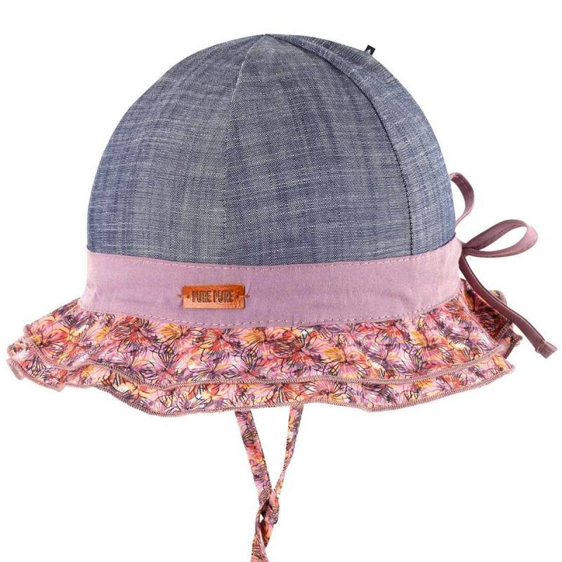Sommermütze verstellbar beere jeans-blau Blumen 45