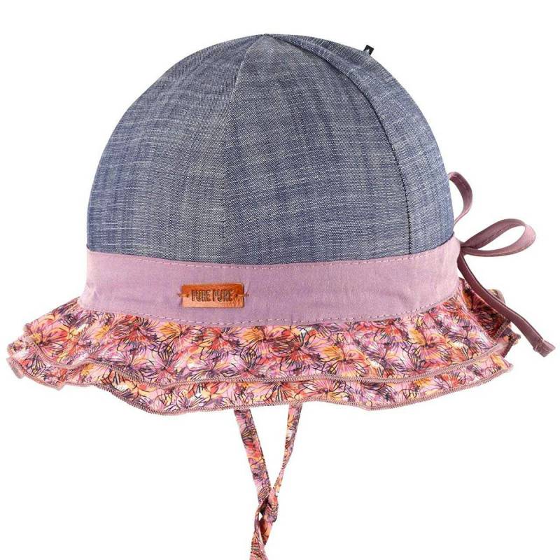 Sommermütze verstellbar beere jeans-blau Blumen 45