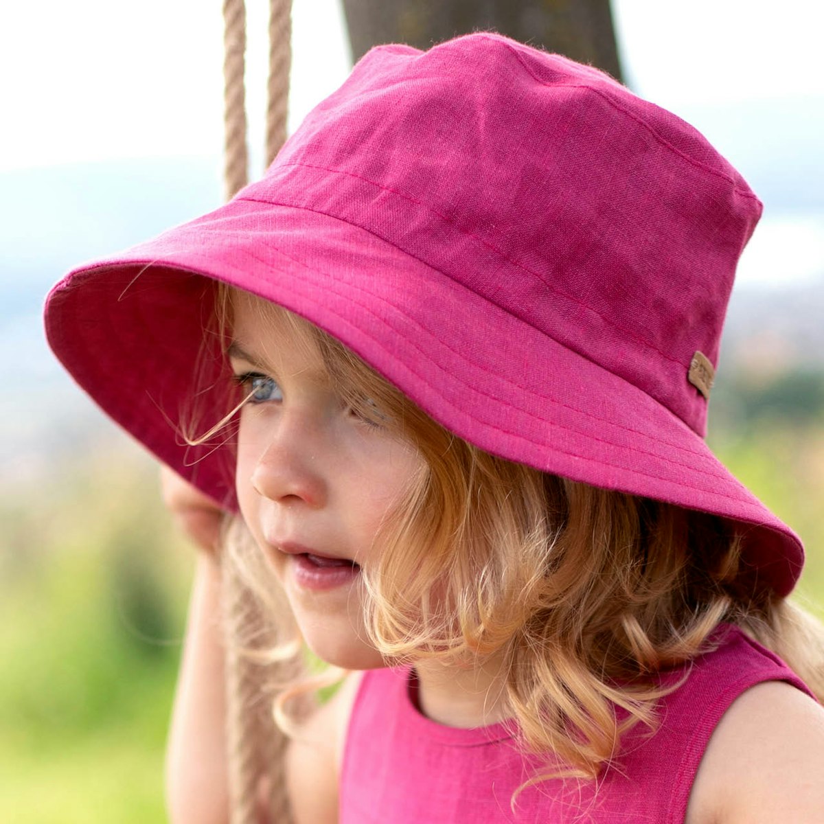 Sonnenhut Leinen pink 57