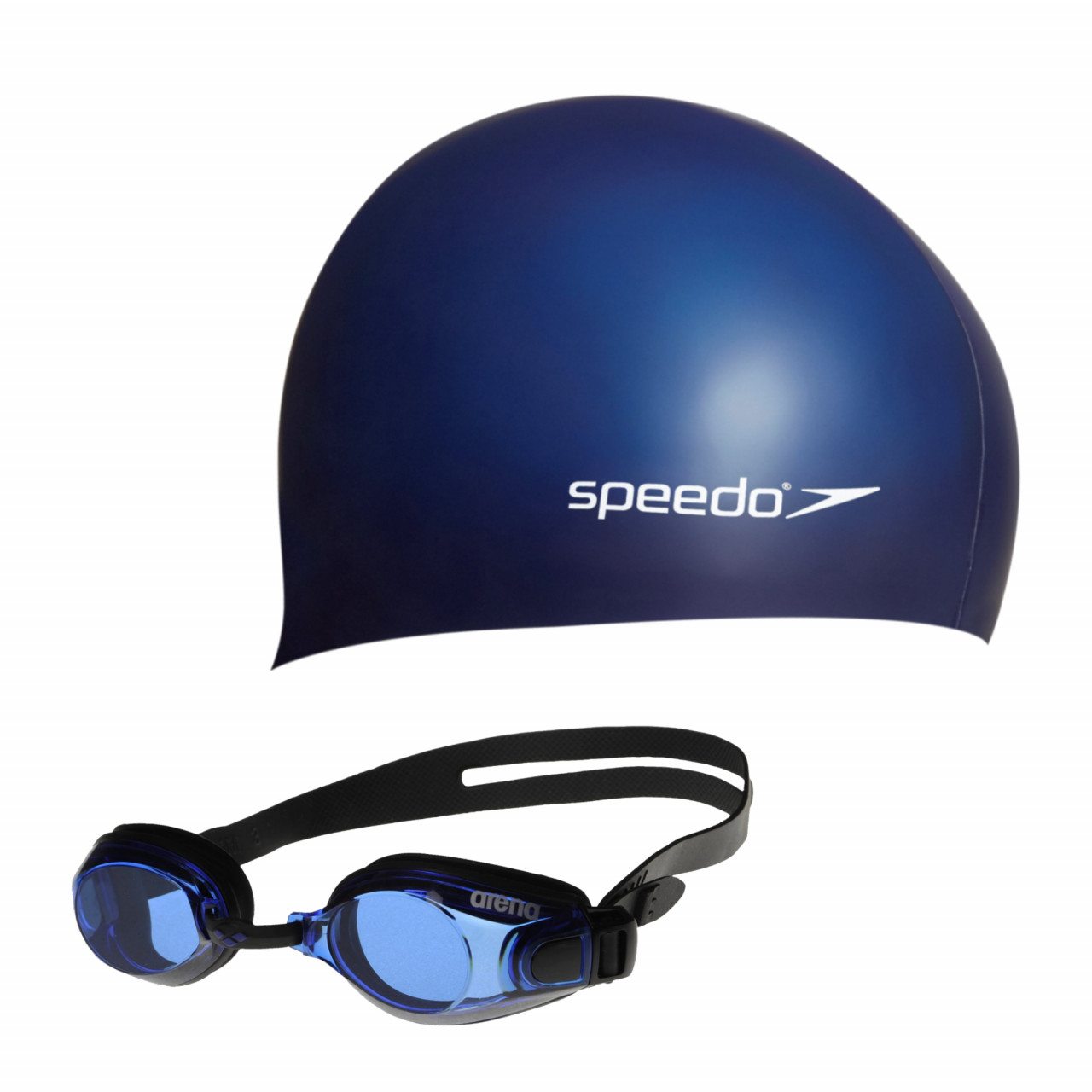 Speedo Plain flat Silicone Cap navy mit arena Zoom X-Fit black-blue-black Speedo Plain flat Silicone Cap navy mit arena Zoom X-Fit black-blue-black