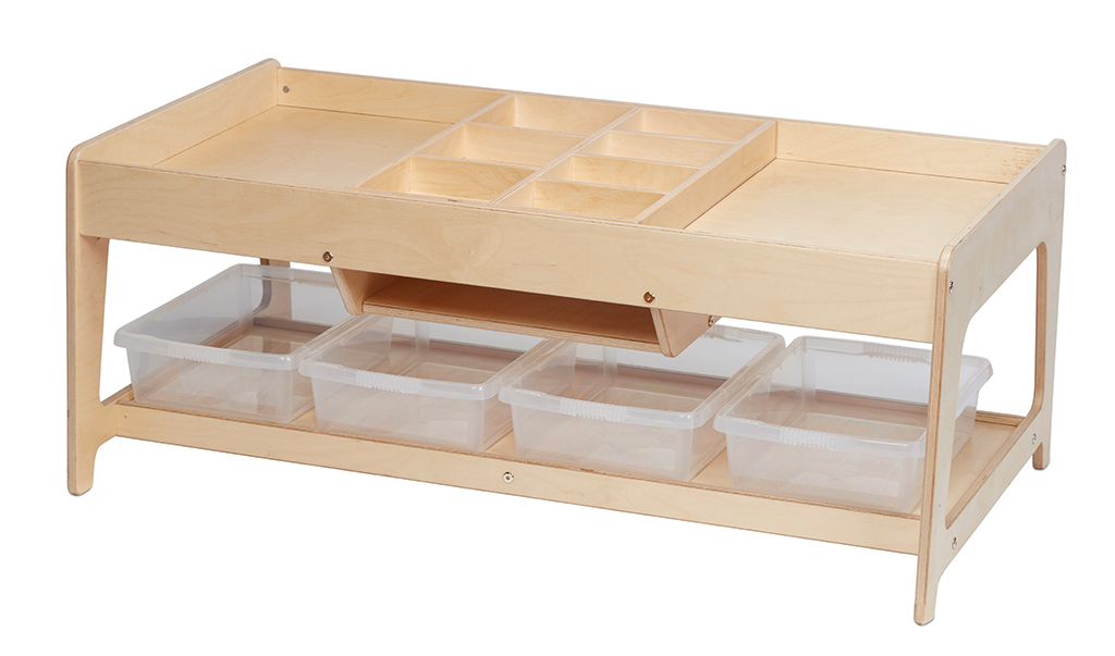 Spieltisch zum Forschen und 4 durchsichtige Behälter