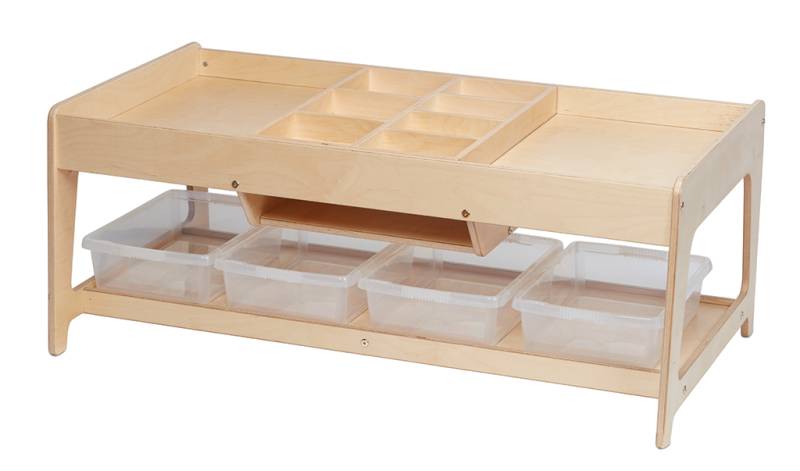 Spieltisch zum Forschen und 4 durchsichtige Behälter