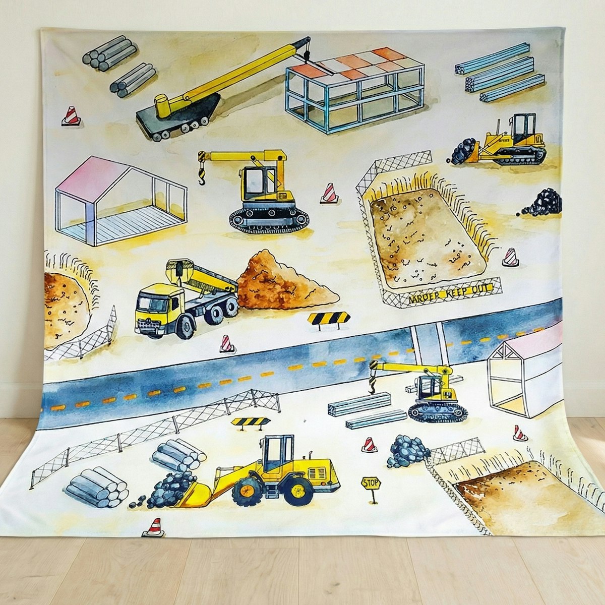 Spieltuch Bio-Baumwolle Baustelle 100 x 100 cm