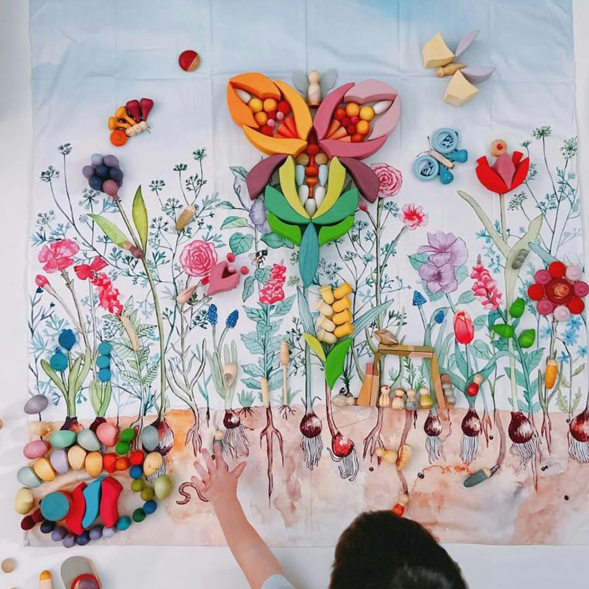 Spieltuch Bio-Baumwolle Blumen 100 x 100 cm