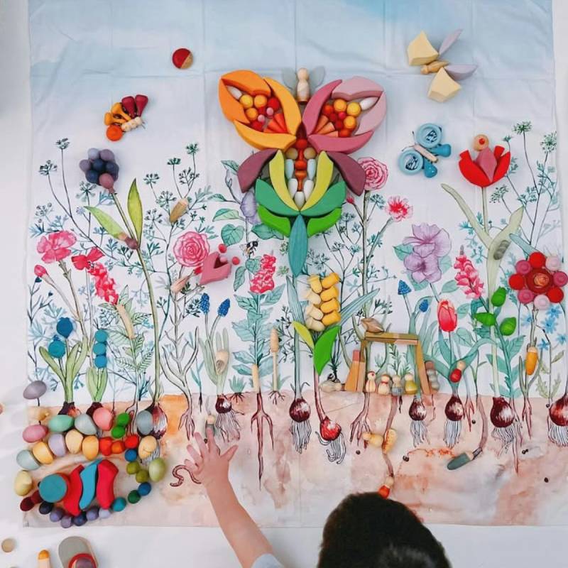 Spieltuch Bio-Baumwolle Blumen 100 x 100 cm