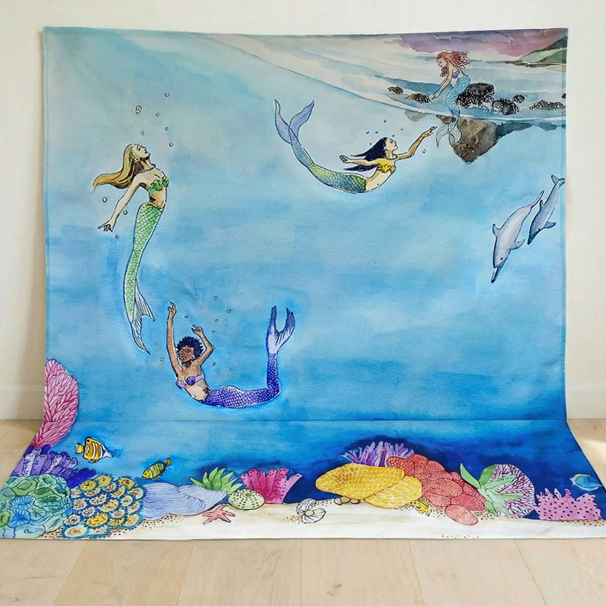 Spieltuch Bio-Baumwolle Meerjungfrauen 100 x 100 cm