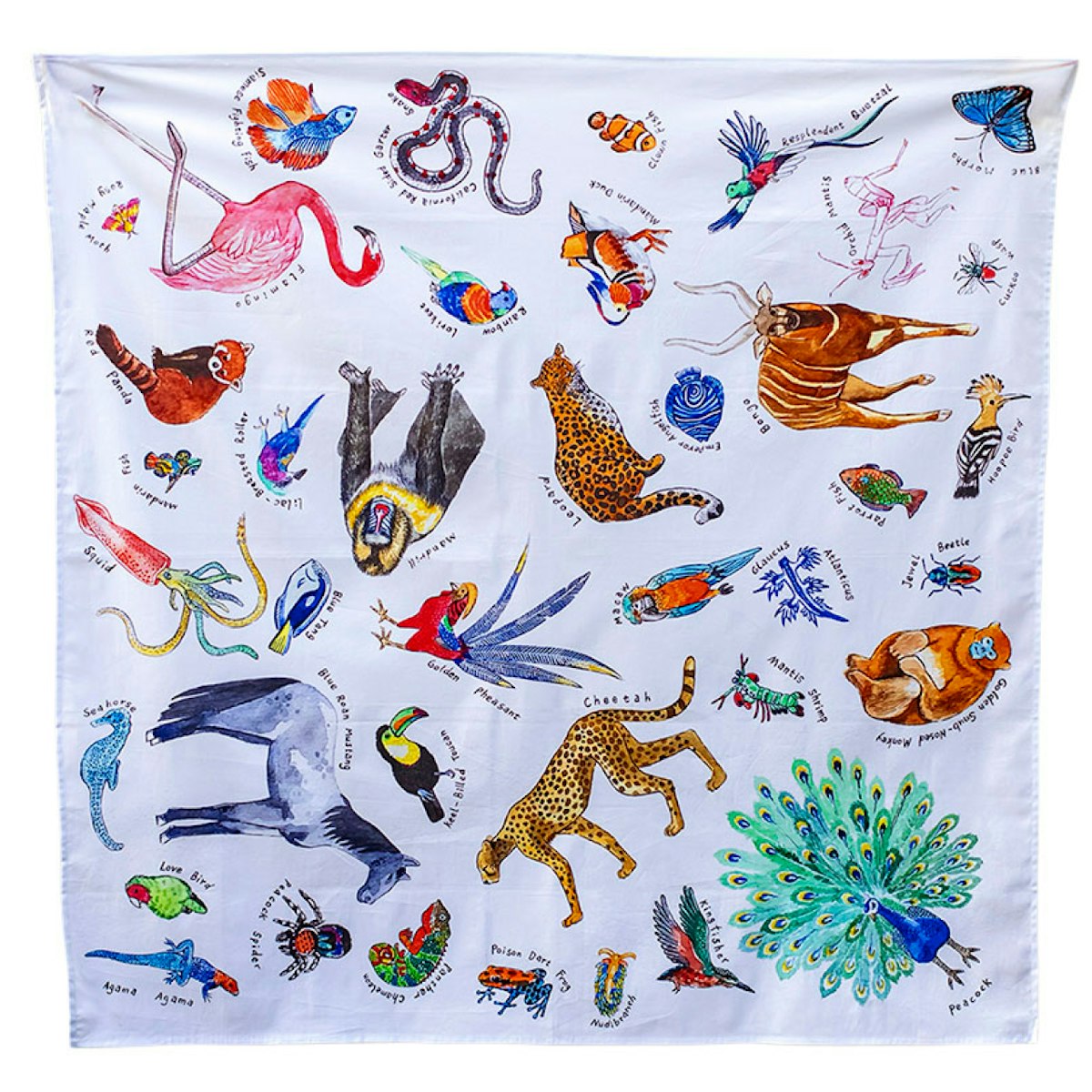 Spieltuch Bio-Baumwolle Tiere bunt 100 x 100 cm