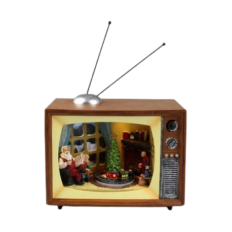 Spieluhr TV Weinachtsmann Stube 21x14x20cm Herbst/Winter