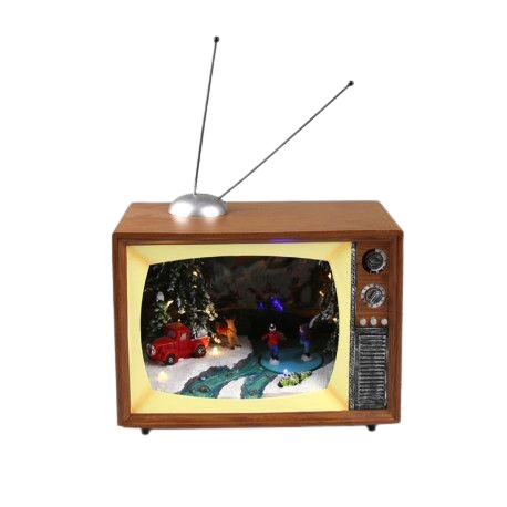 Spieluhr TV Winterlandschaft am See 24x14x20cm Herbst/Winter