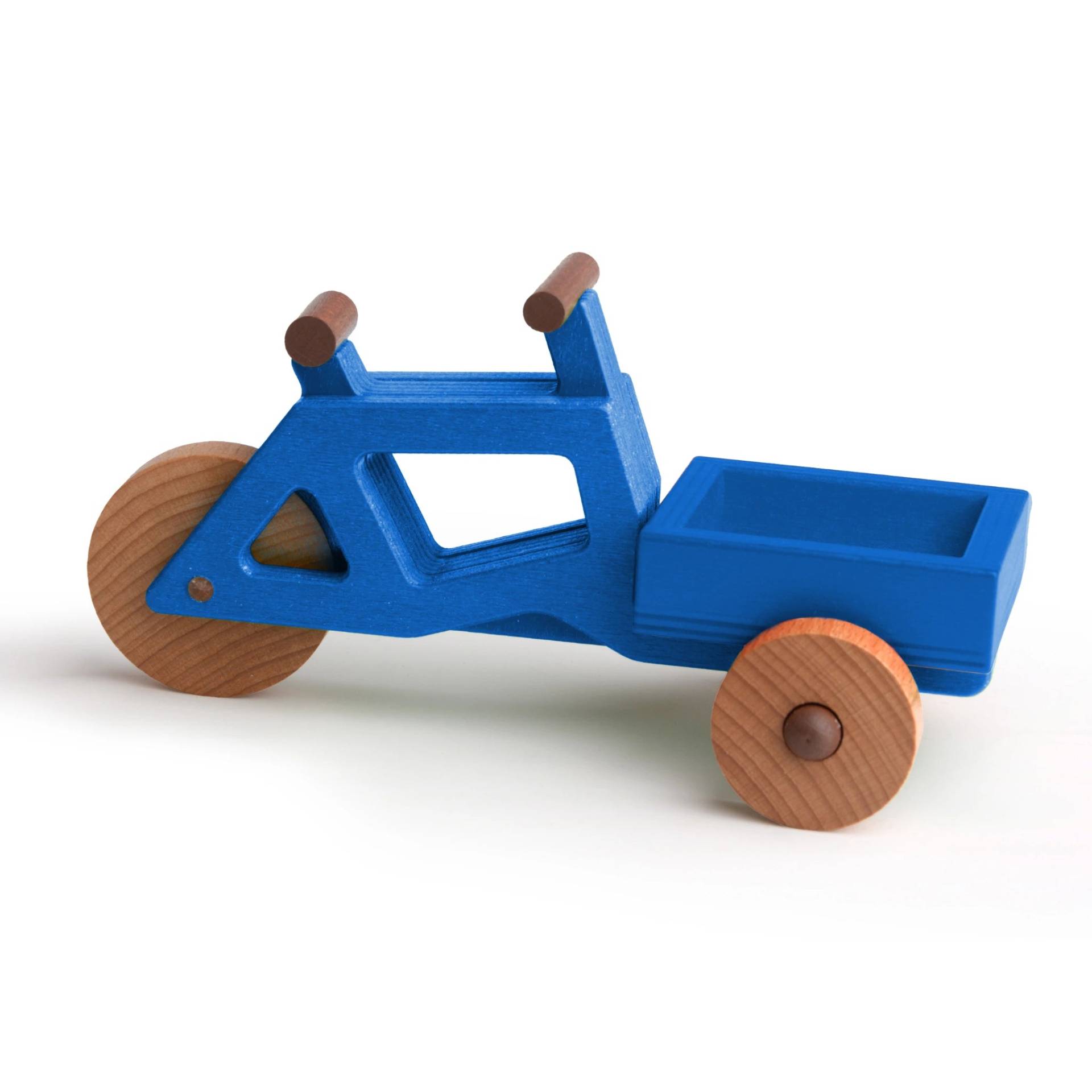 Spielzeug-Lastenrad | Spielzeuglastenrad aus Holz (Farbe): Blau | Flache Transportbox Lastenrad (Farbe): Blau